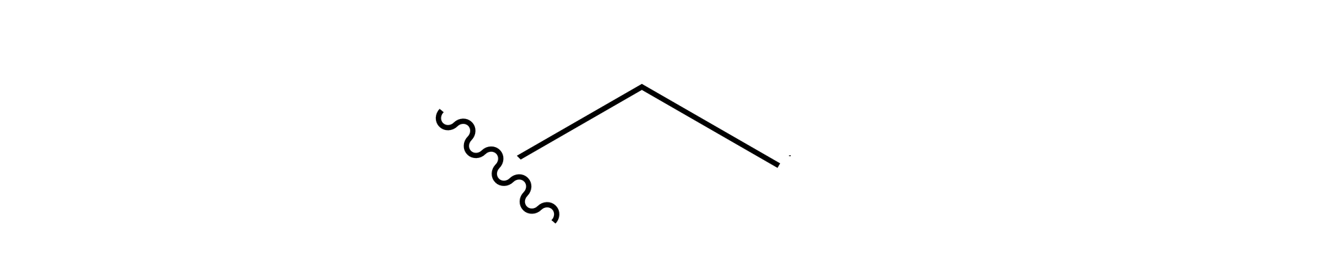 Ilustracja przedstawiająca podstawnik etylowy, który reprezentują dwie kreski połączone za sobą i tworzące kąt rozwarty, na końcu jednej z nich znajduje się prostopadła do niej falista linia, która to informuje o tym, iż struktura posiada dalszą część, a wskazuje jedynie budowę podstawnika.