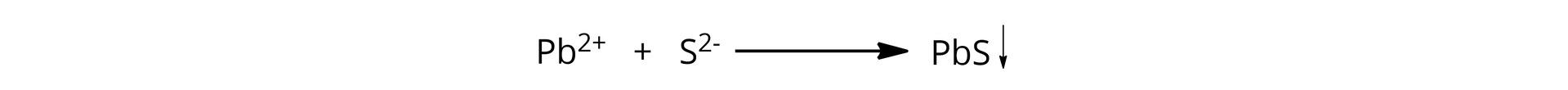 Wzór reakcji: pe be indeks górny dwa plus dodać es indeks górny dwa minus strzałka w prawo  w prawo pe be es strzałka w dół, czyli kation ołowiowy dodać anion siarczkowy strzałka w prawo jedna cząsteczka siarczku ołowiu strzałka w dół.  