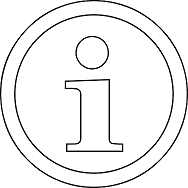 Ikona otwarcia informacji tekstowej. Ma kształt podwójnego czarnego okręgu z białym środkiem, w który wpisana jest litera „i". ma ona czarny kontur i biały środek.