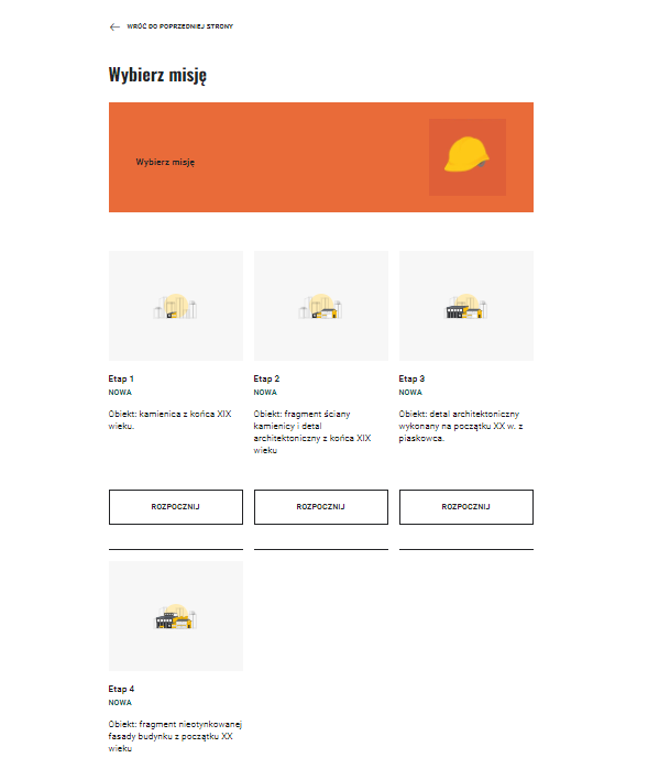 Ekran z etapami gry