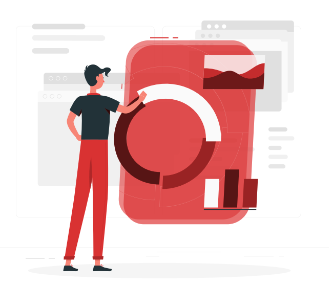 Ilustracja przedstawia tyłem stojącego mężczyznę, który opiera rękę na telefonie, który jest rozmiarów mężczyzny. 