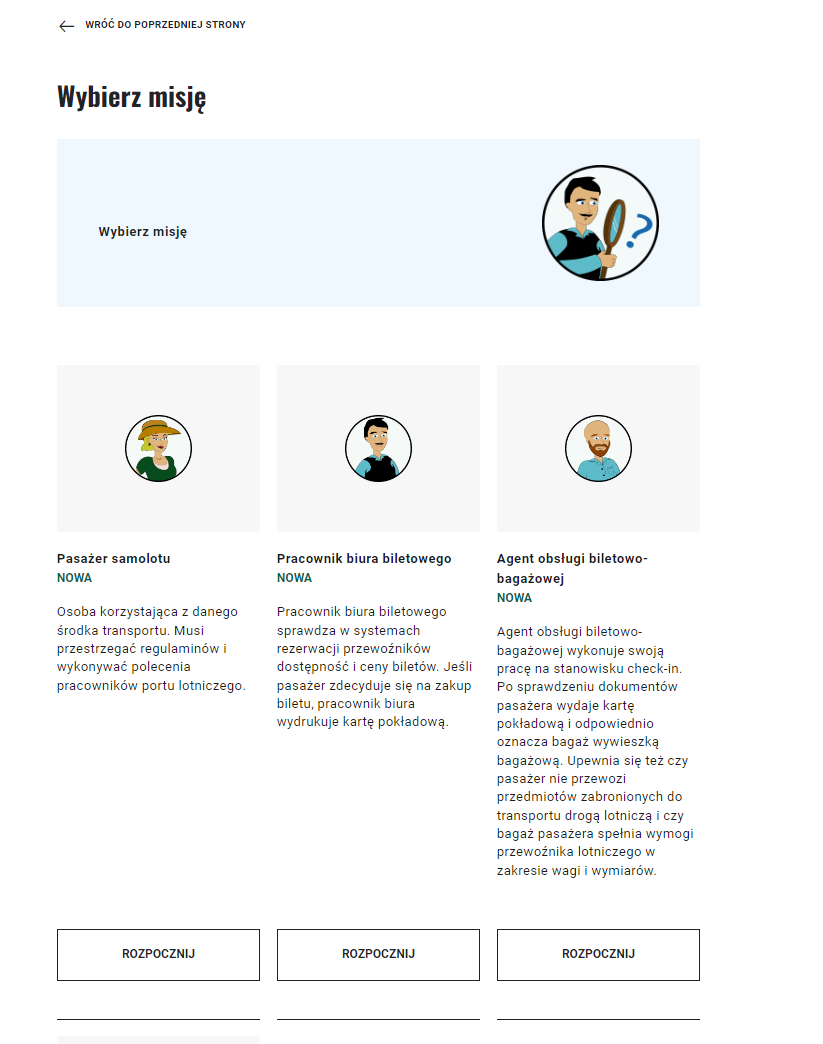 Wybór misji w grze