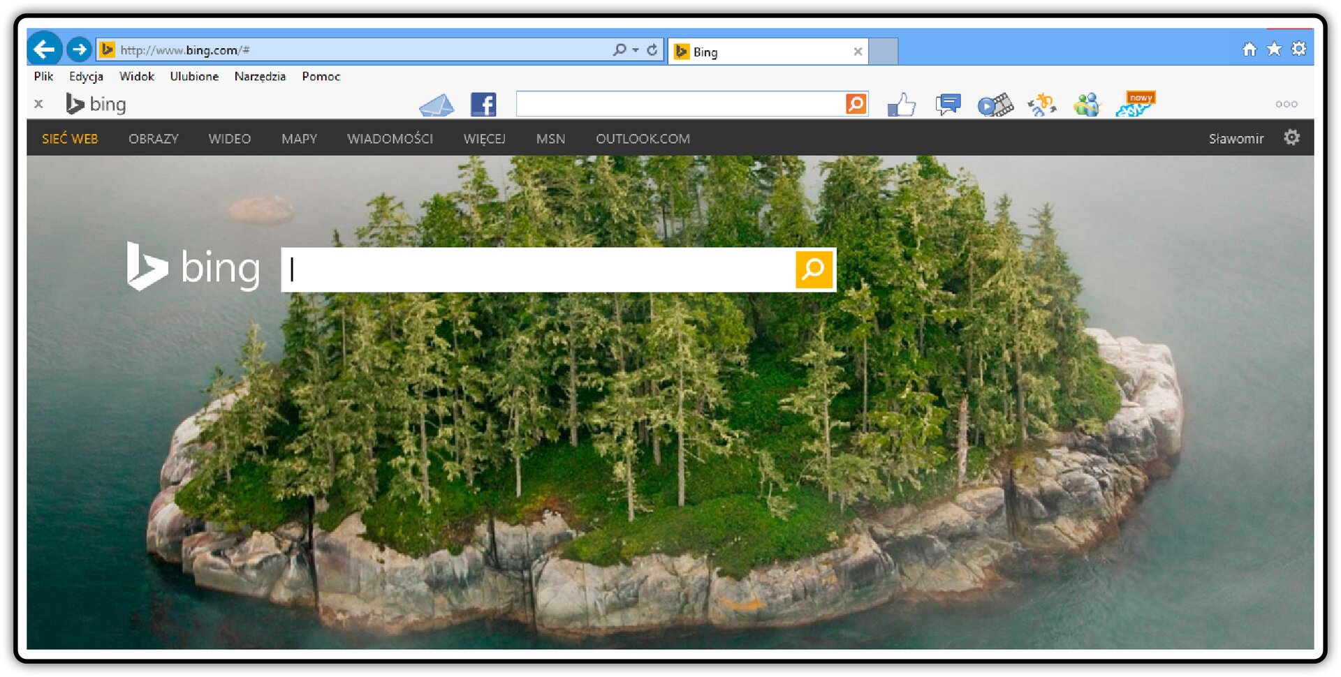Zrzut okna startowego wyszukiwarki Bing