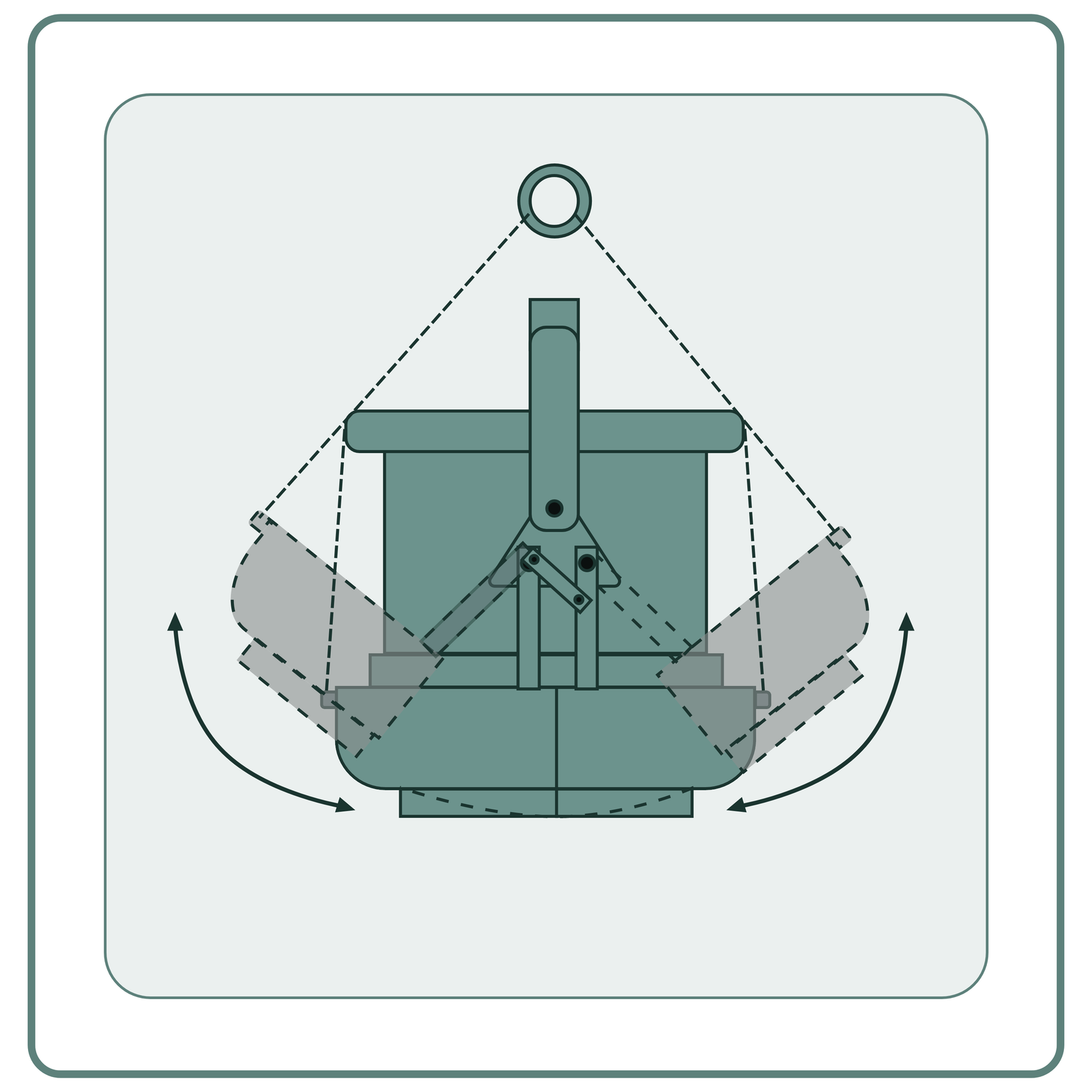 Rysunek 7.  Schemat kosza do ładowania wsadu typu łupinowego, z odchylanymi na bok półczaszowymi segmentami 