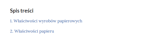 Przykładowy widok spisu treści