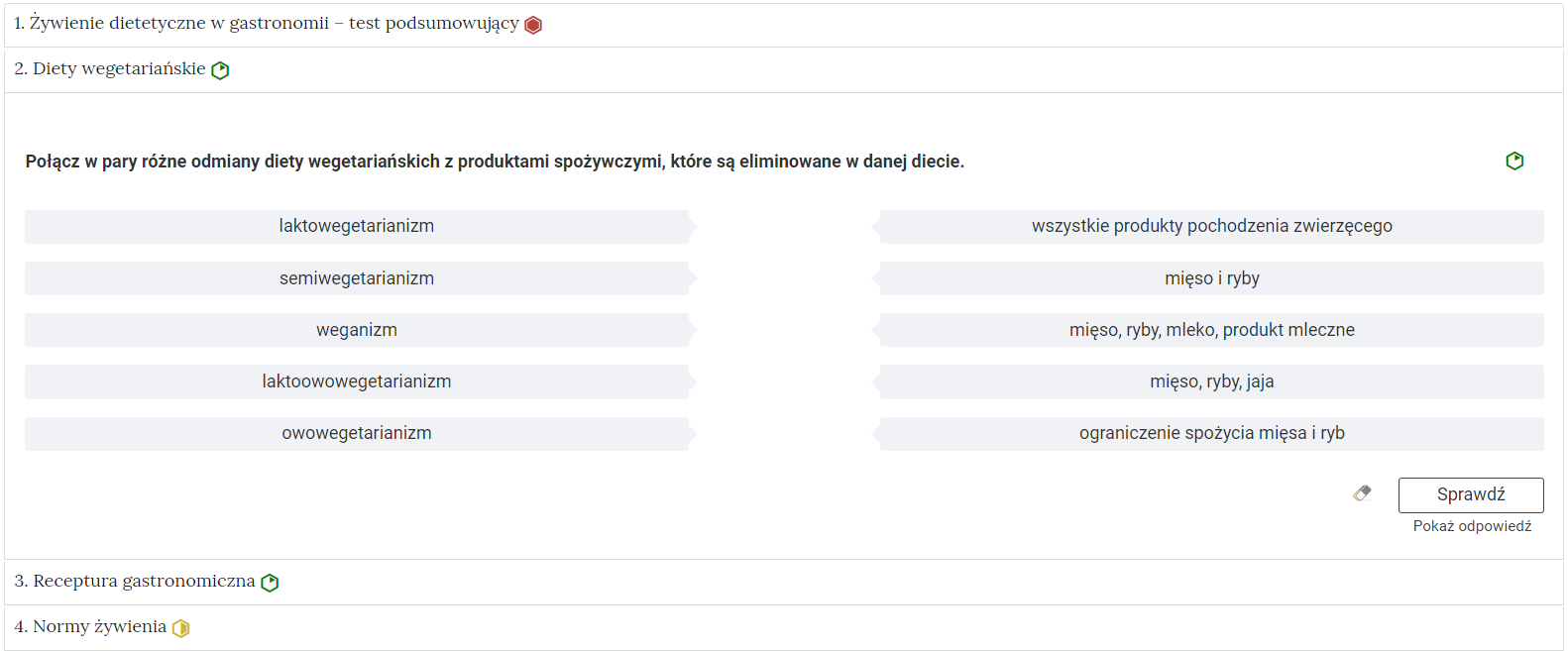 Grafika przedstawia widok jednego zadania z listy zadań w Interaktywnych Materiałach Sprawdzających.