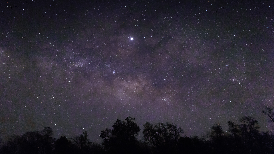 Na ilustracji przedstawiono nocne bezchmurne niebo, wypełnione gwiazdami.