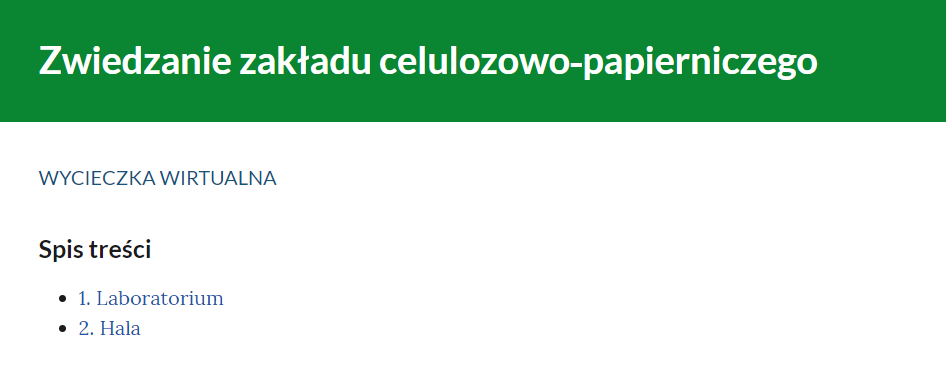 Spis treści w wycieczce wirtualnej