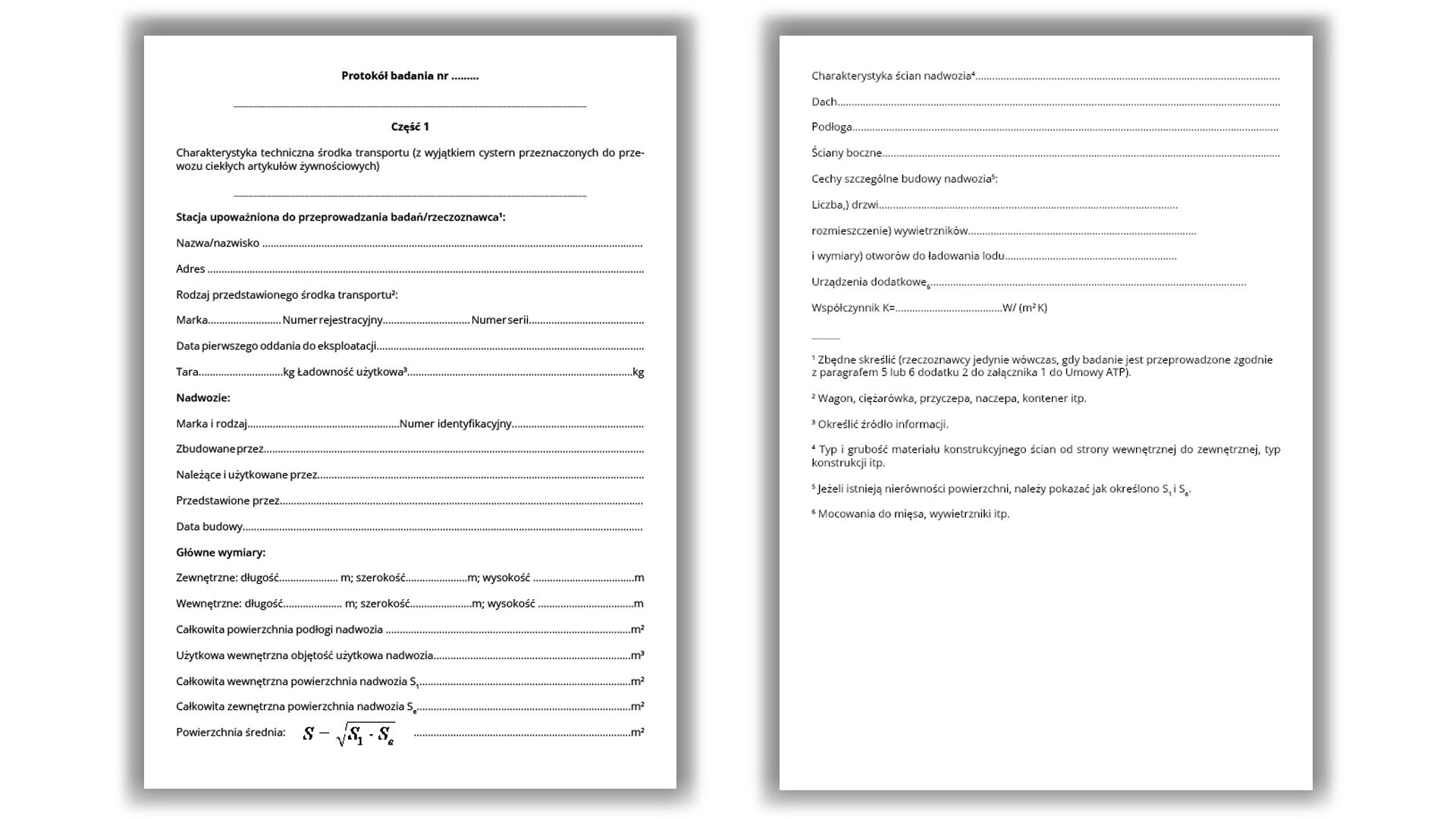 Grafika przedstawia poglądowo dokument badania technicznego środków transportu ATP - wzór nr 1A.