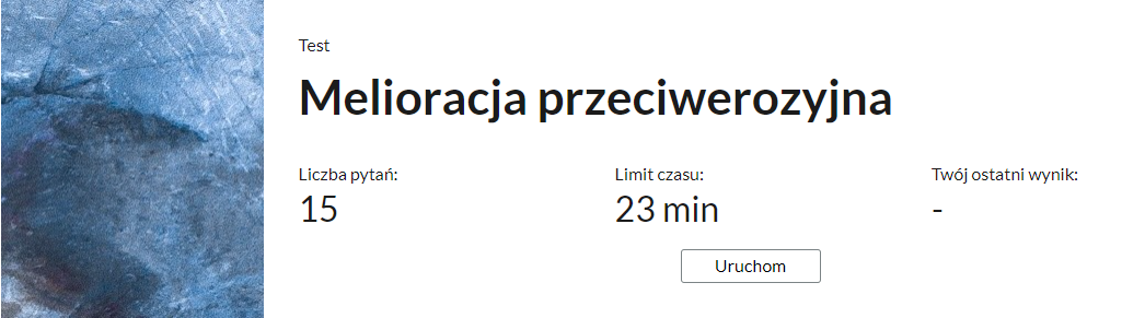 Przykładowy ekran początkowy testu