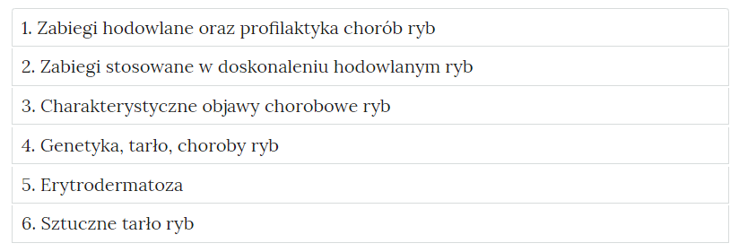 Zdjęcie przedstawia przykładowy wygląd zakładek zawierających interaktywne materiały sprawdzające. Składają się one z prostokątnych paneli umieszczonych jeden pod drugim. Każdy panel posiada numer oraz tytuł, który nawiązuje do zawartego w nim zadania.