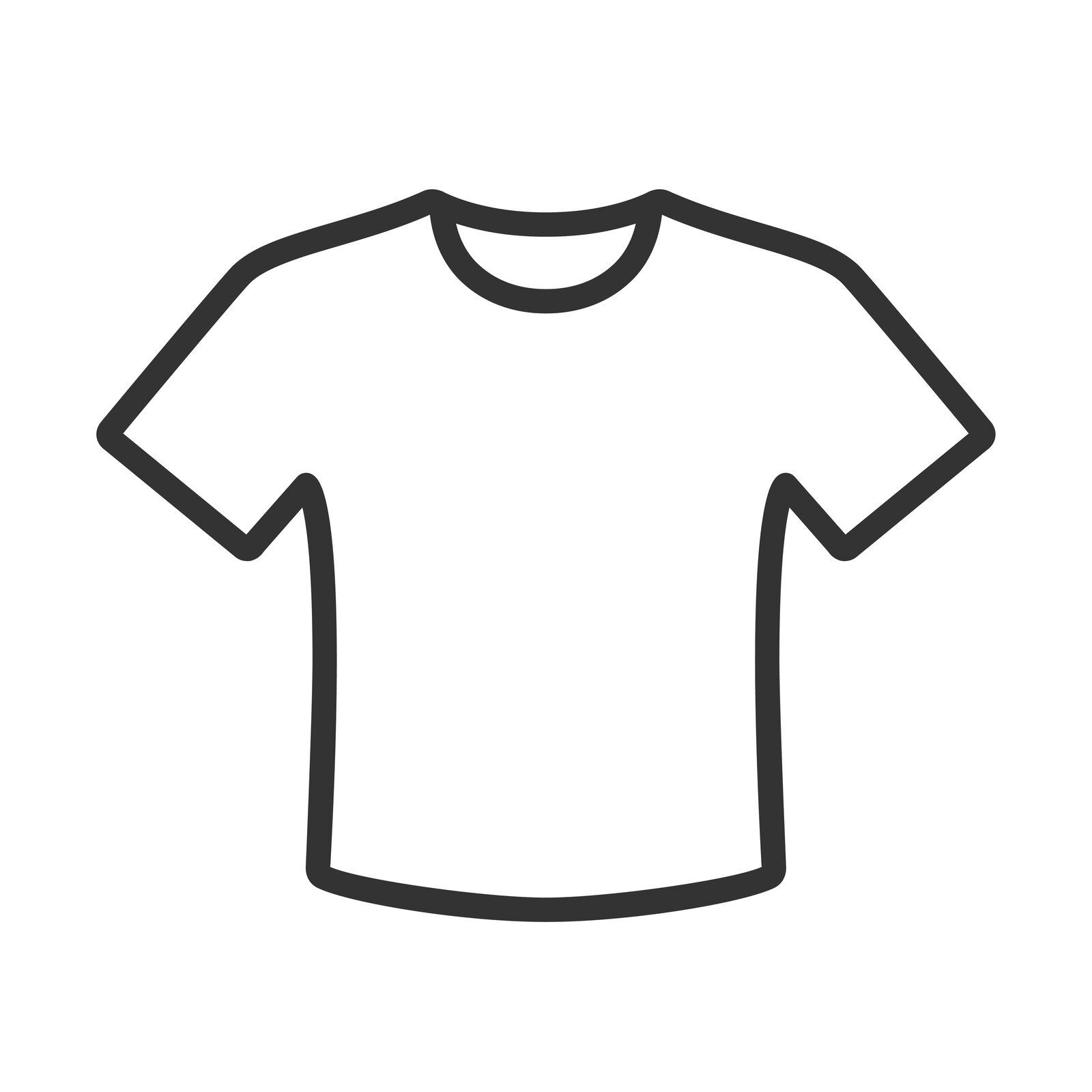 Zdjęcie przedstawia kontur koszulki z krótkim rękawem.