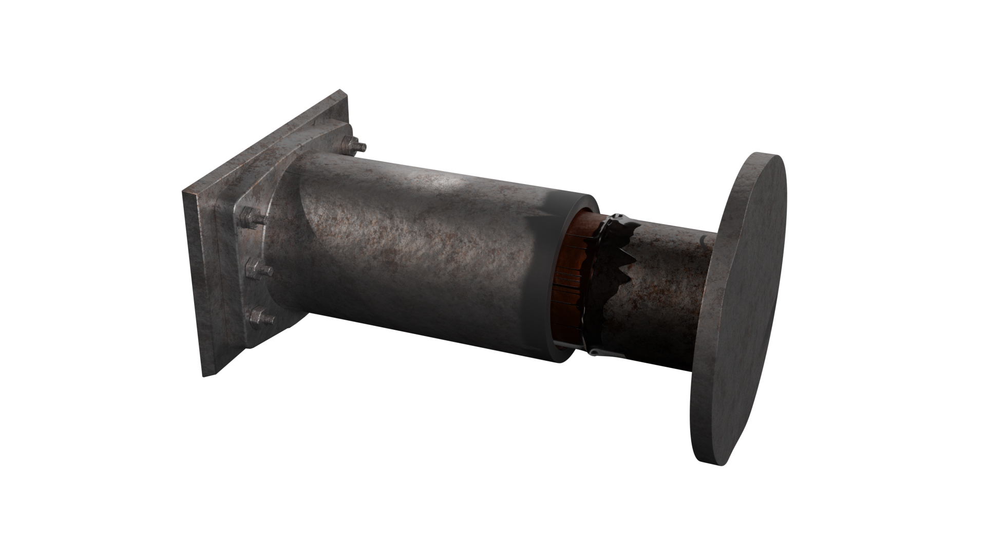 Ilustracja przedstawia nieoczyszczony zderzak. Widoczne są na tulei zderzaka źródła korozji oraz wychlap oleju.