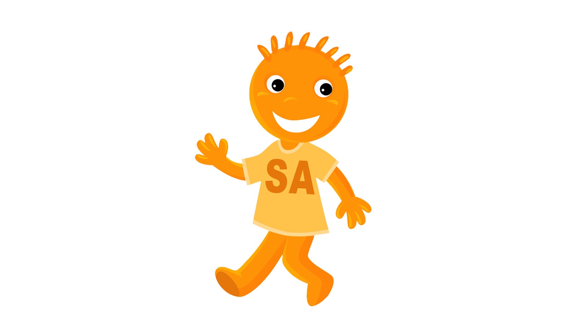 Na ilustracji znajduje się ludzik w koszulce z napisem SA.