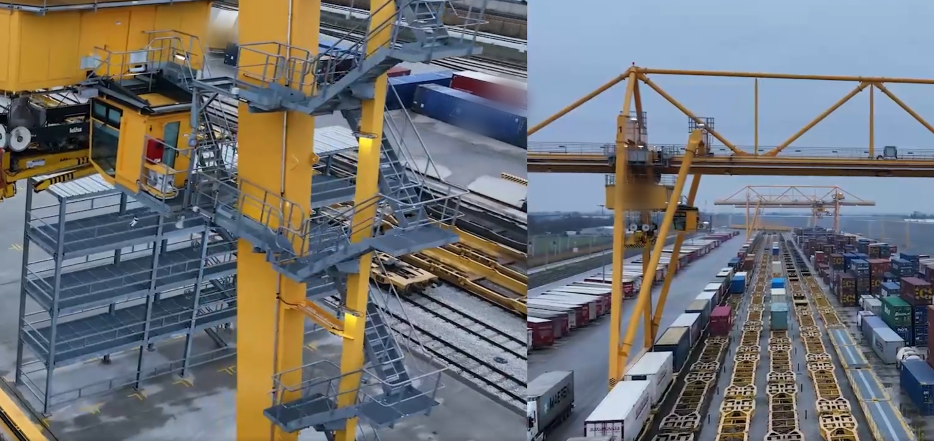 Zdjęcie przedstawia suwnicę. Jest to stalowa konstrukcja służąca do przenoszenia dużych ciężarów. Ma ona kształt ramy, do belki rozpartej na dwóch słupach, tak zwanego mostu przymocowany jest wózek, który porusza się wzdłuż belki. Do niego przypięte jest zawiesie, dzięki któremu możliwe jest mocowanie towaru.