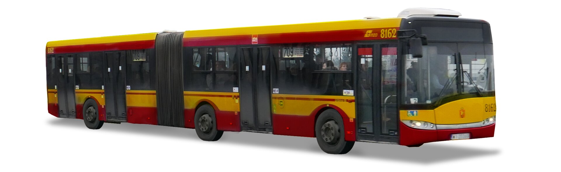 Rysunek autobusu przegubowego.