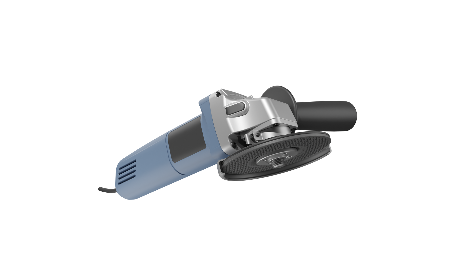 Na zdjęciu widoczna jest szlifierka kątowa. Szlifierka składa się z cylindrycznej rączki na końcu której zamontowana jest pod kątem tarcza. Bok tarczy jest zabezpieczony elementem o kształcie ćwierć łuku.