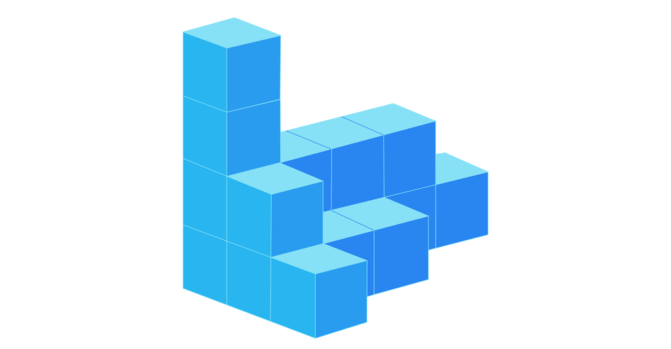 Na ilustracji przedstawiono budowle złożoną z sześciennych bloczków. Składa się z pięciu warstw ułożonych jedna na drugiej. Warstwa pierwsza składa się z 5 sześciennych bloczków w rzędzie pierwszym, 3 sześcienne bloczki w rzędzie drugim, oraz jeden bloczek w rzędzie trzecim. Na warstwie drugiej znajdują się 4 bloczki w rzędzie pierwszym, 1 bloczek w rzędzie drugim. Na warstwie trzeciej oraz czwartej znajduje się po jednym bloczku w rzędzie pierwszym.