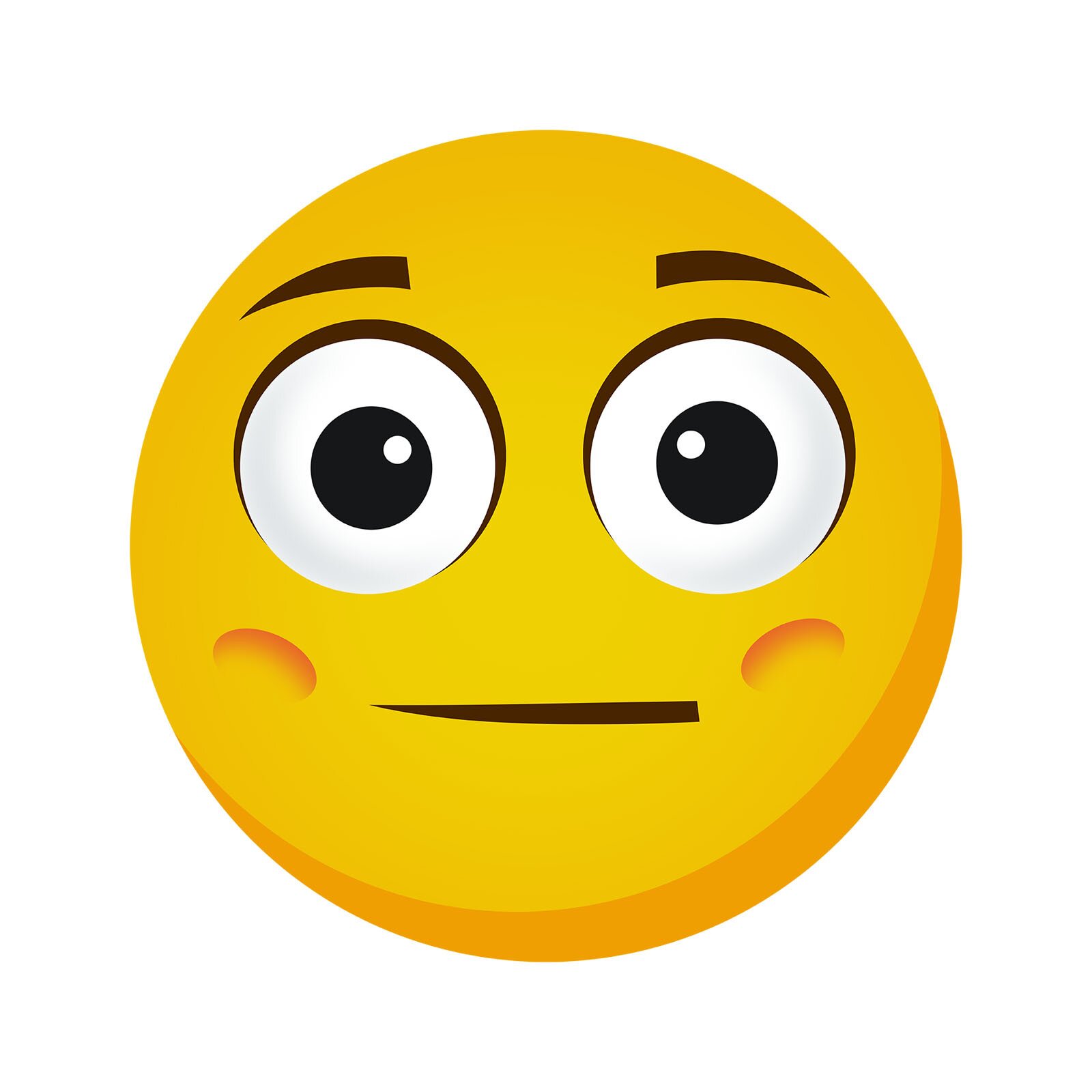 Grafika przedstawia emotikonkę z niewyraźnym wyrazem twarzy. 