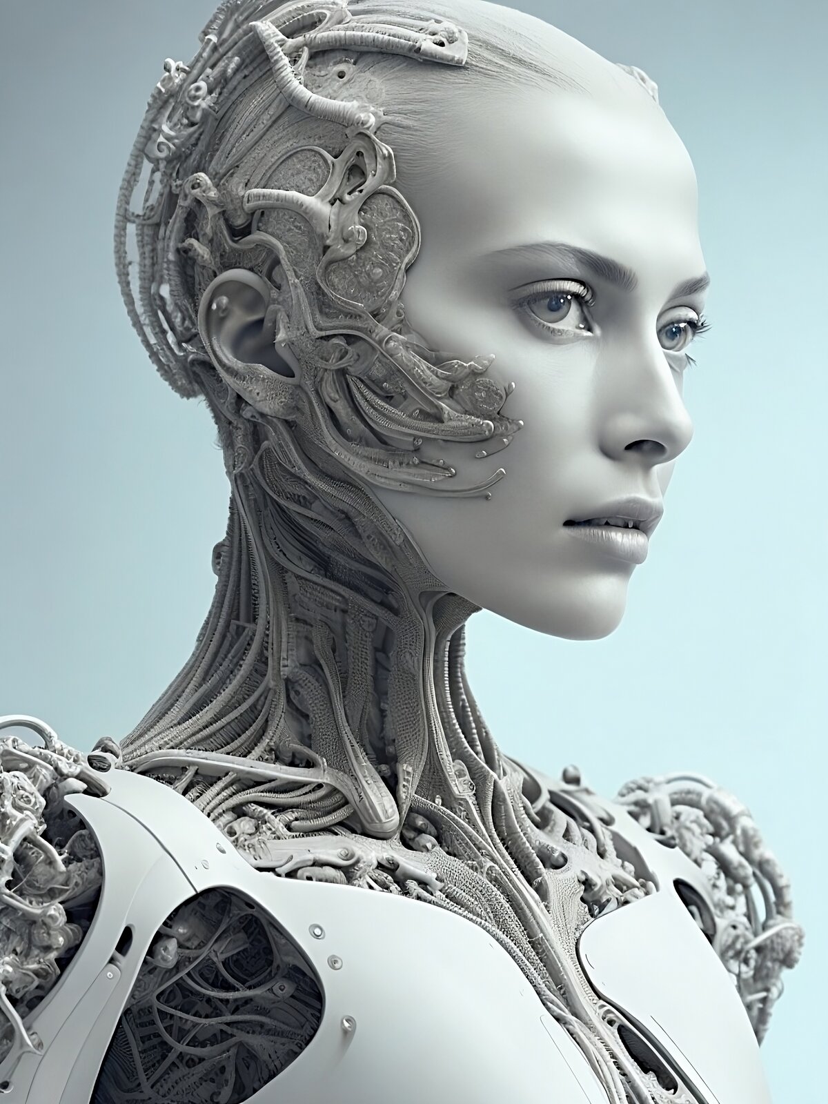 Ilustracja przedstawia robota kobietę.