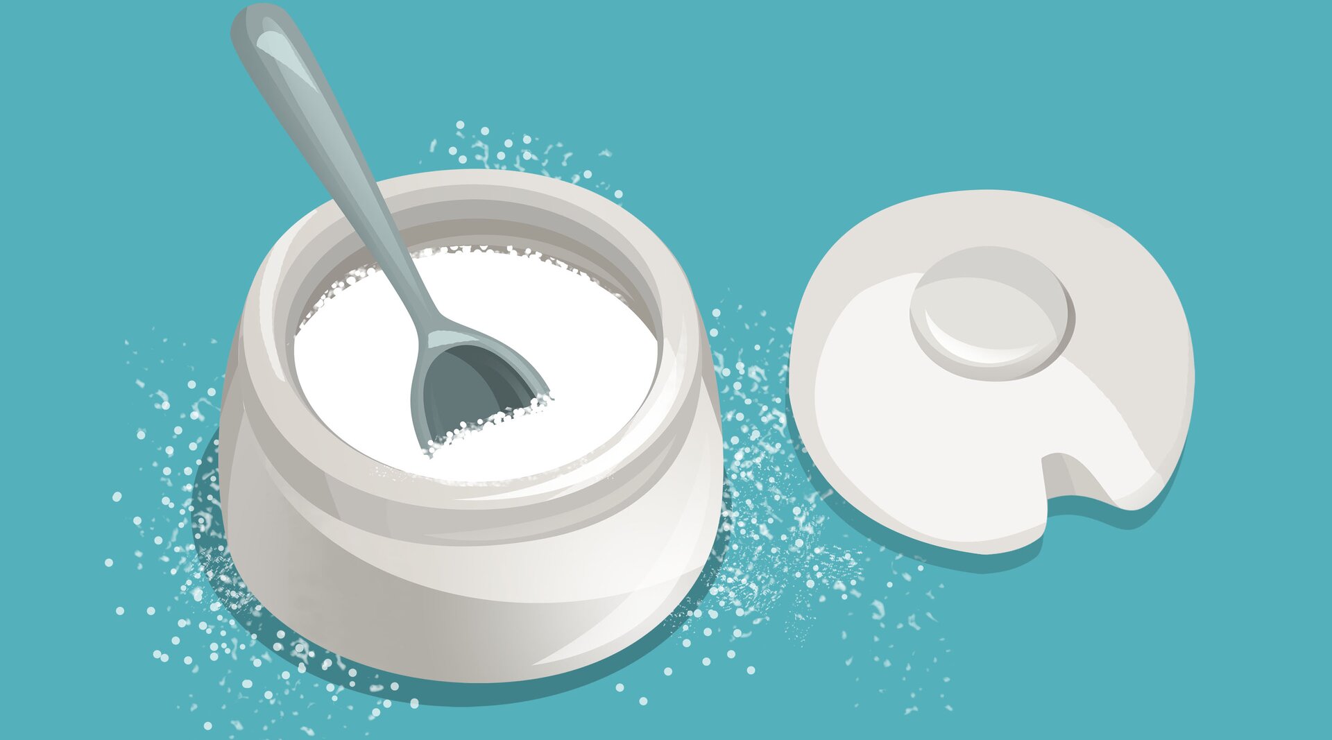 Ilustracja przedstawia cukier w cukiernicy.