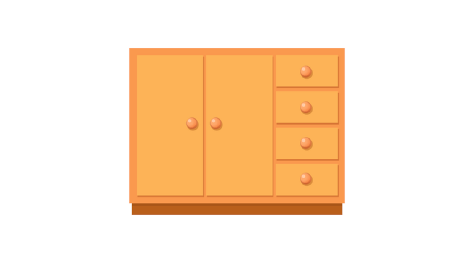 Ilustracja przedstawia jasnobrązową komodę.