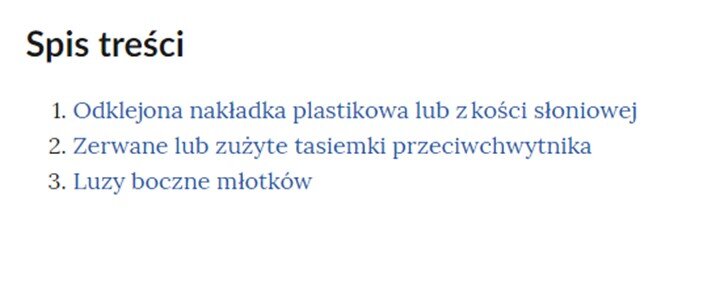 Grafika przedstawia widok ekranu spisu treści galerii zdjęć.