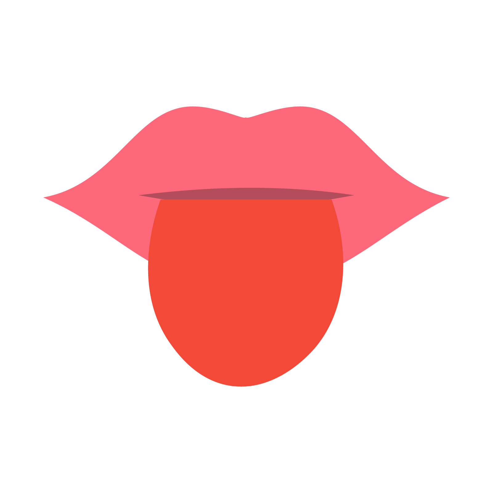 Ilustracja przedstawia czerwone, rysunkowe usta oraz wyciągnięty język.