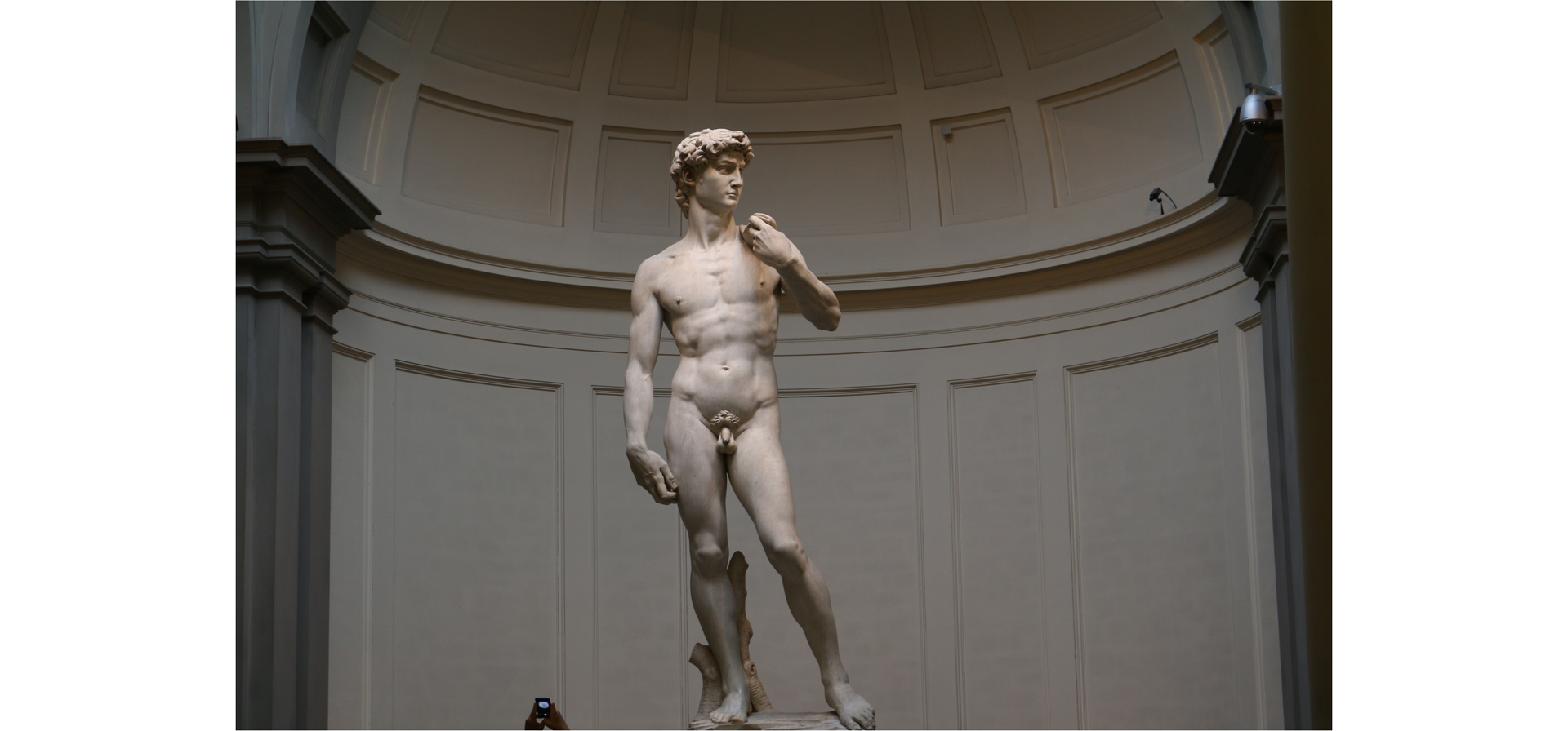 Zdjęcie przedstawia postać Dawida, rzeźbę Michała Anioła. Na zdjęciu widoczna jest cała postać Dawida.