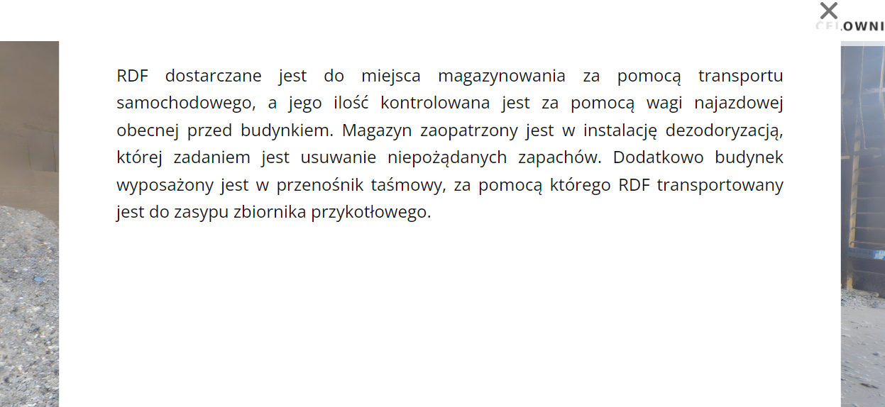 Plansza przedstawia informacje szczegółowe dotyczące RDF. W prawym górnym rogu znajduje się ikona iks, wyjścia z planszy.