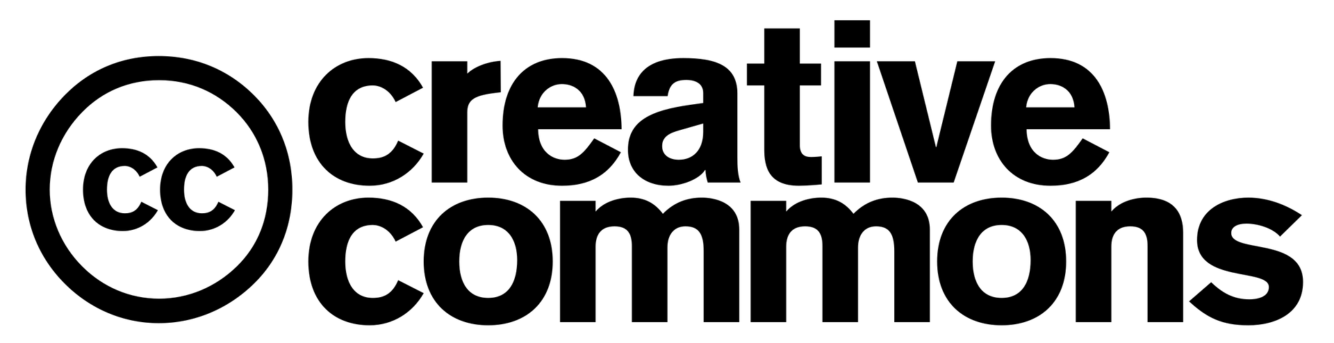 Grafika przedstawia logo wolnych licencji. Z lewej strony znajduje się okrąg, w którym umieszczone są 2 litery C. Z prawej strony jest napis creative commons.