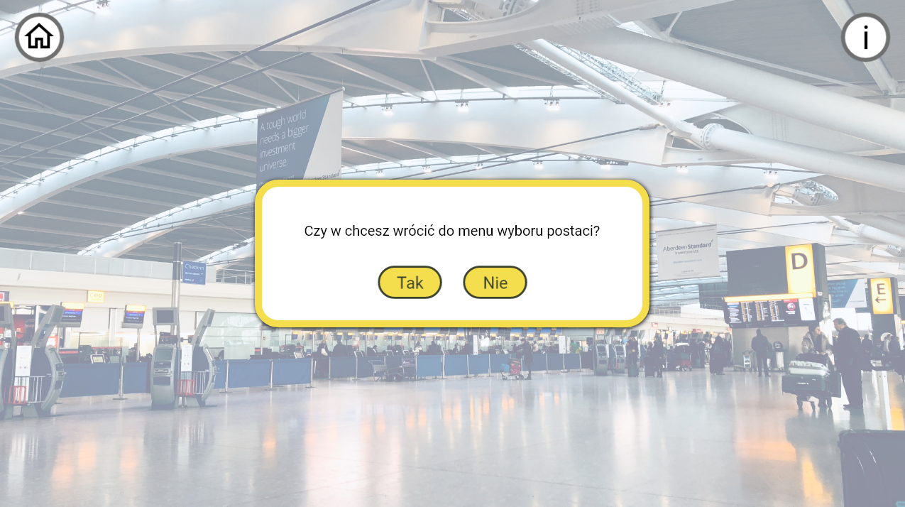 Komunikat dotyczący powrotu do ekranu wyboru postaci