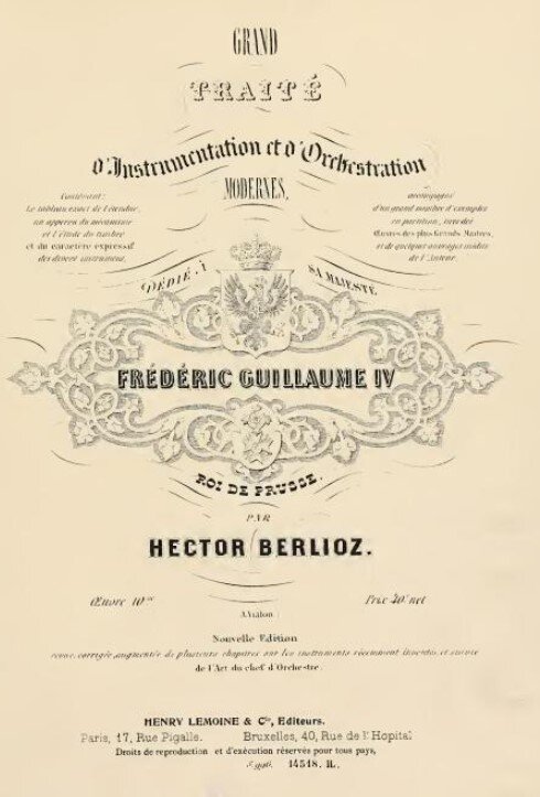 Okładka dzieła "Grand Traité d'Instrumentation et d'Orchestration modernes" (Traktat o nowoczesnej instrumentacji i orkiestracji) autorstwa Hectora Berlioza. 