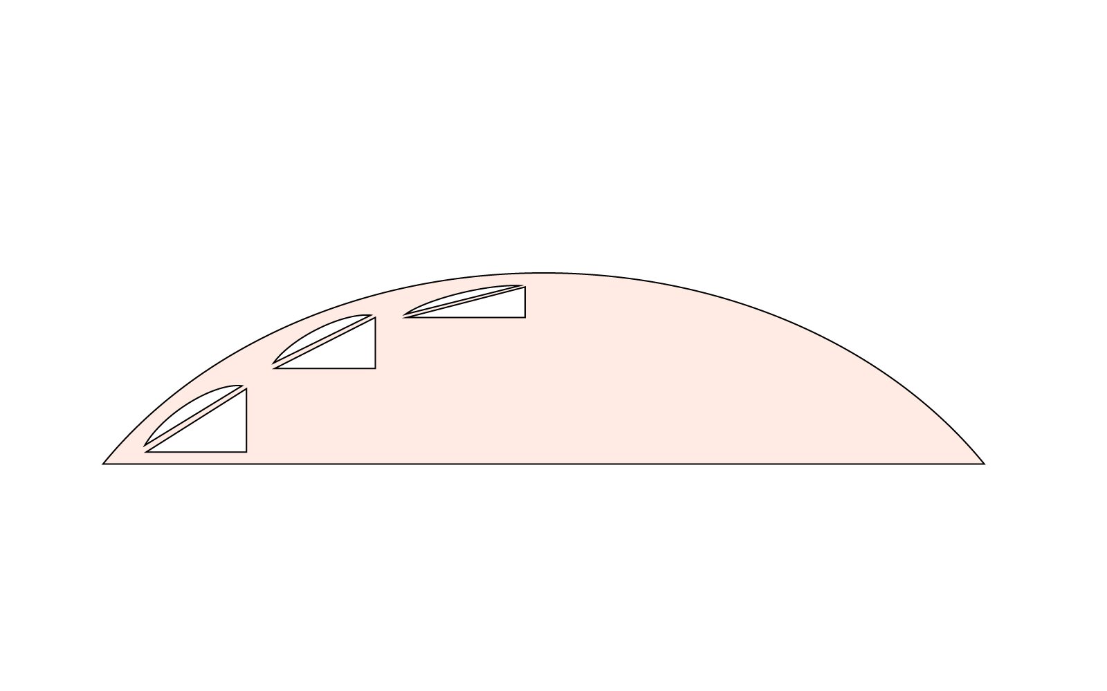 Grafika przedstawia zwiększanie działania pryzmatycznego soczewki w miarę oddalania się od środka optycznego soczewki. Pryzmat największy jest przy krawędzi, a najmniejszy w centralnej części soczewki.