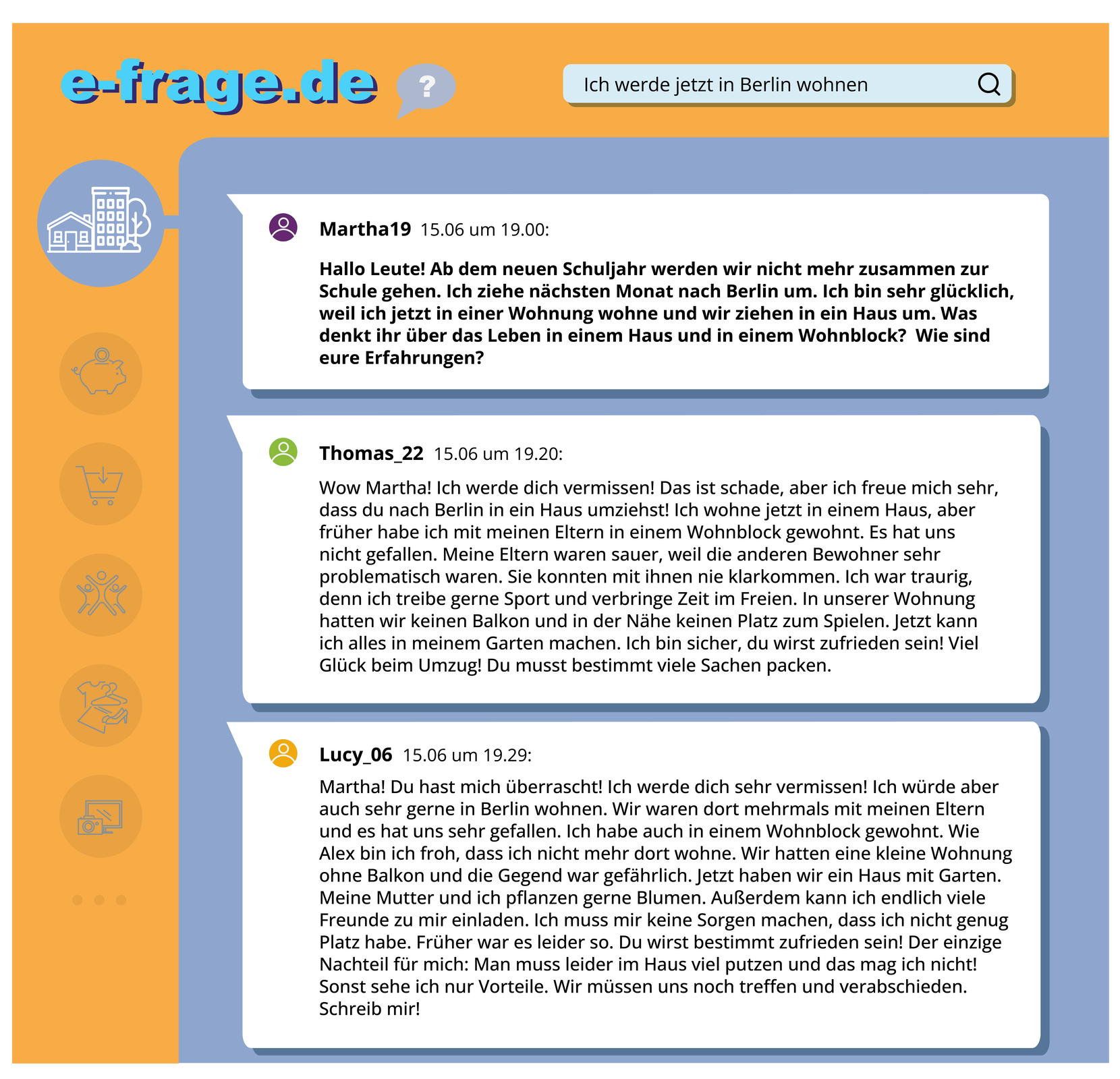 Ilustracja przedstawia wpisy na forum internetowym. Transkrypcja jest dostępna poniżej.