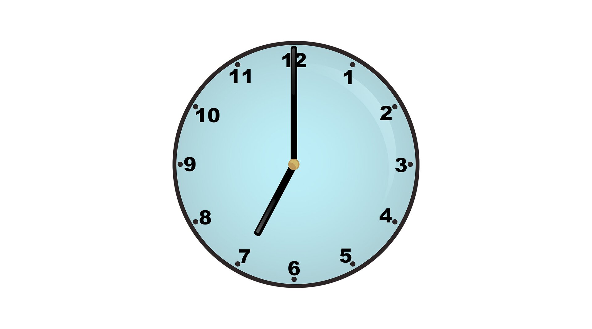 Na ilustracji znajduje się zegar, który wskazuje godzinę siódmą.