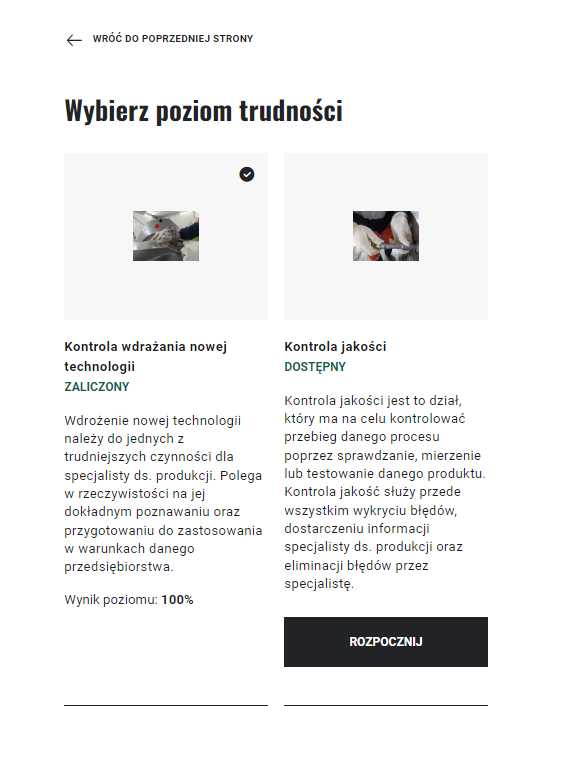 Ekran stanu ukończenia misji