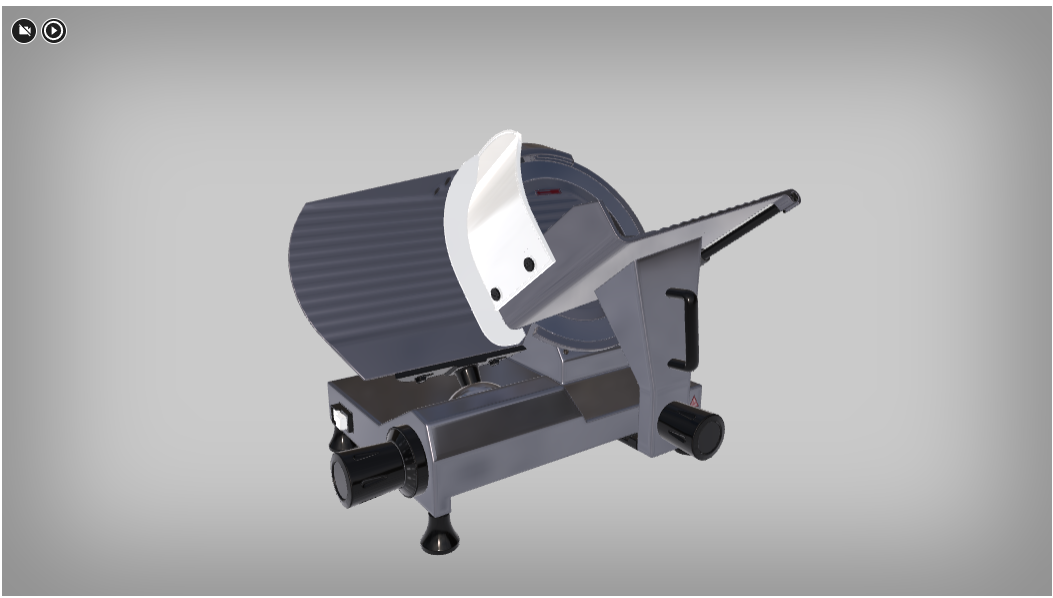 Grafika przedstawia przykładowy widok ekranu jednej z wizualizacji 3D zatytułowanej Wybrane urządzenia służące do wstępnej obróbki surowców.