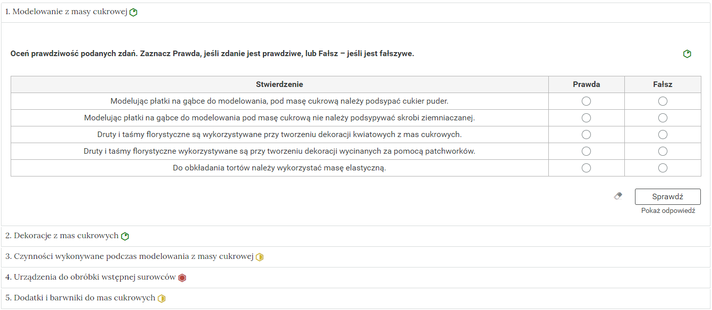 Grafika przedstawia widok jednego zadania z listy zadań w Interaktywnych Materiałach Sprawdzających.