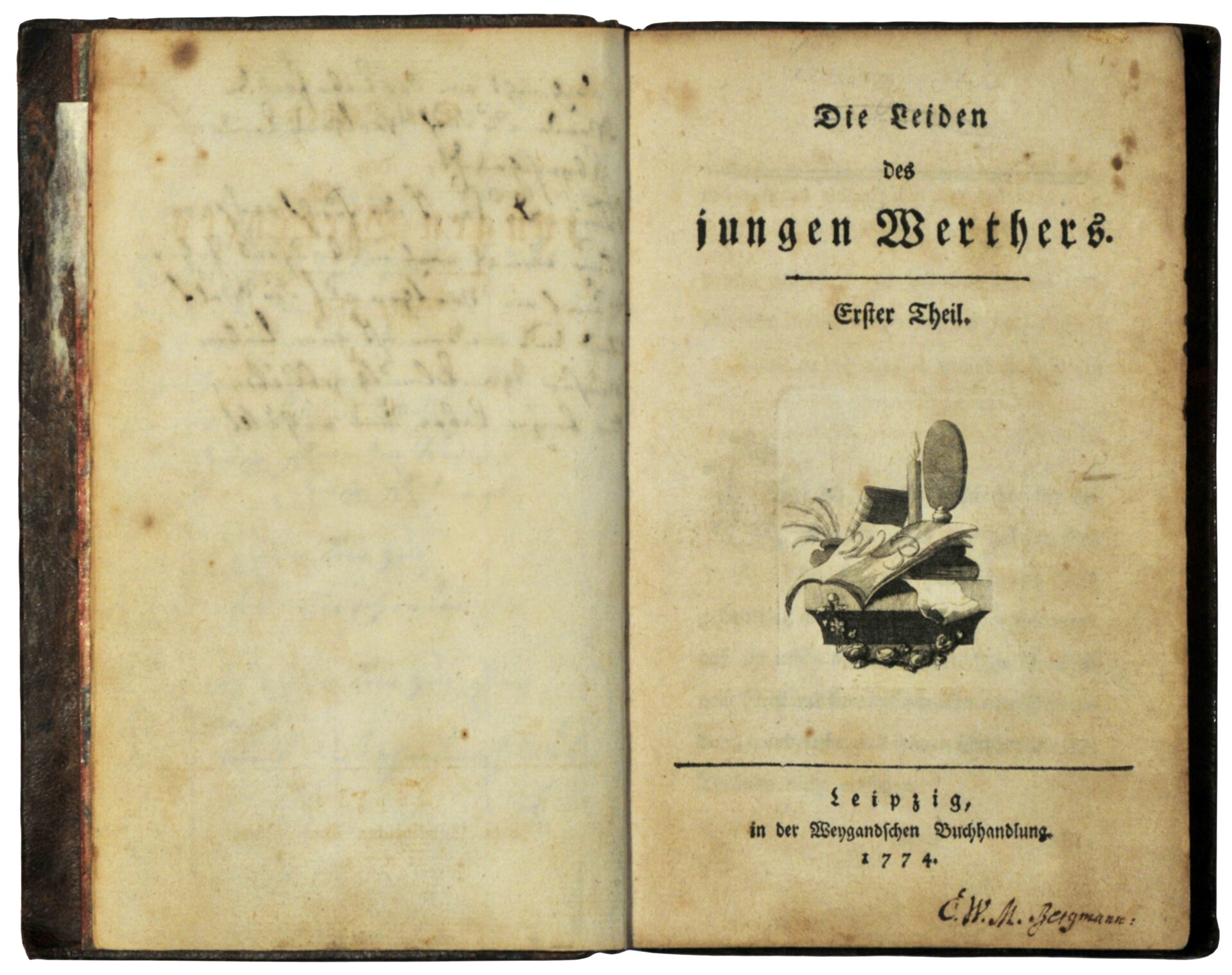 Pierwsze wydanie Cierpień młodego Wertera z 1774 roku Pierwsze wydanie Cierpień młodego Wertera z 1774 roku Źródło: P.Haack (fot.), skan, licencja: CC BY-SA 3.0.