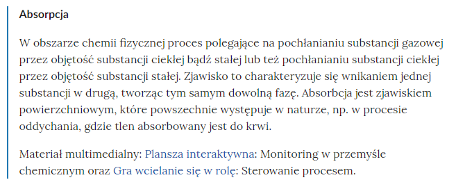Ilustracja przedstawia pojęcie ze słownika lekcji. Przedstawiono definicję hasła Absorpcja.