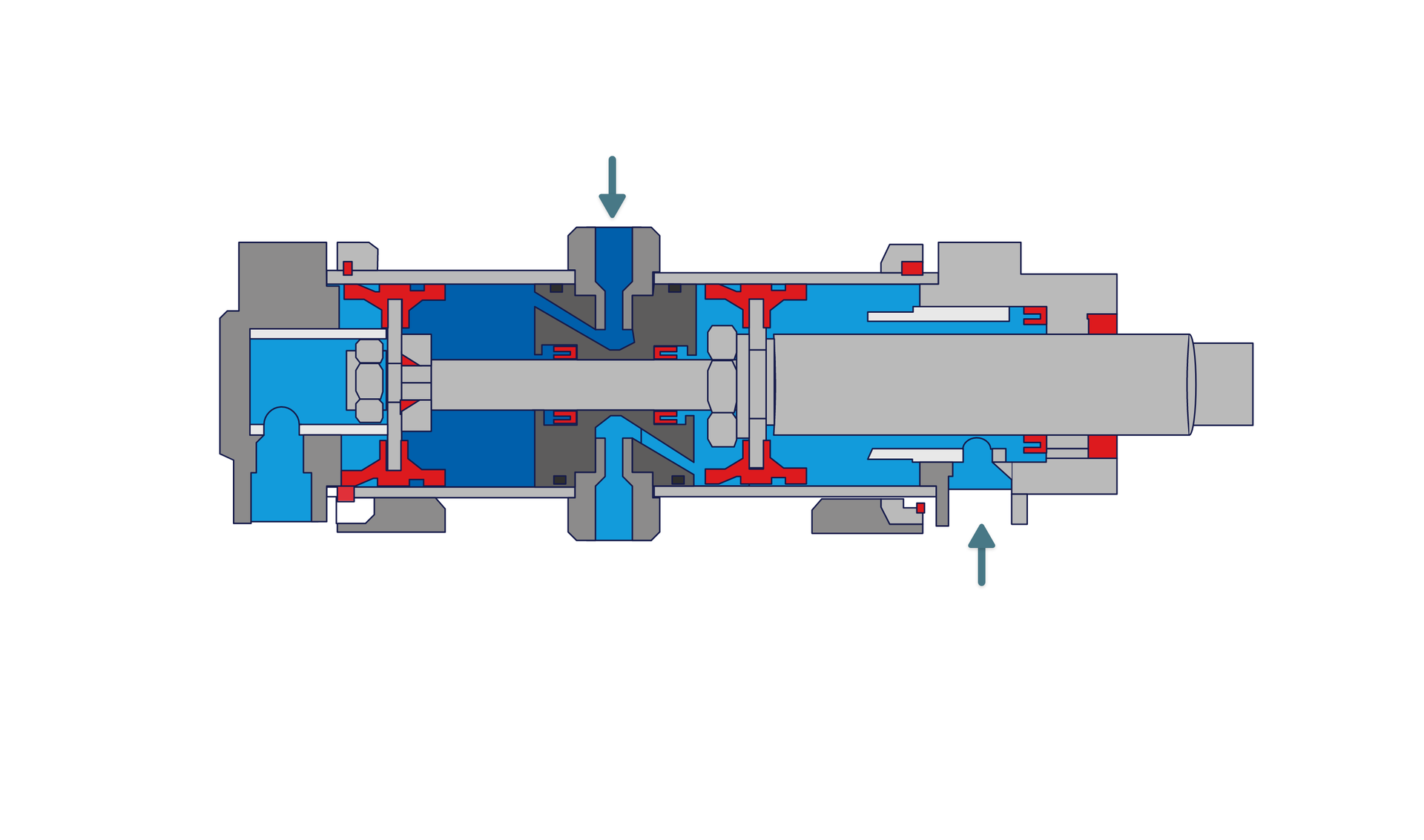 Siłownik dwustronnego działania typu tandem