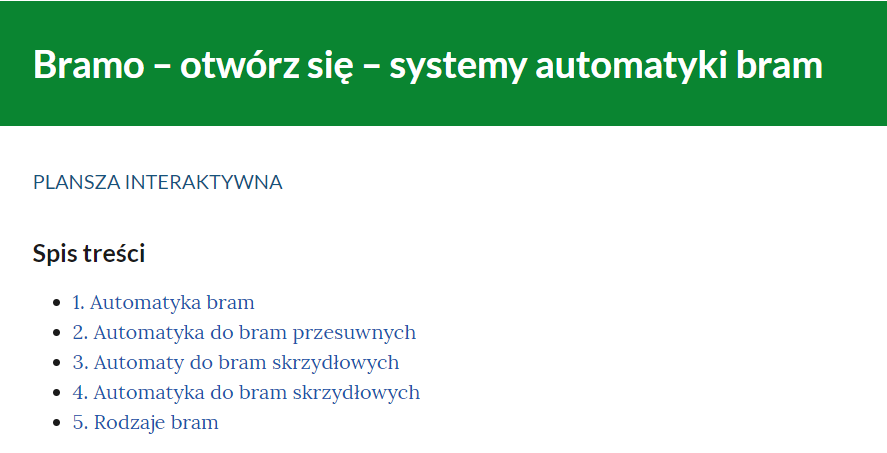 Przykładowy wygląd spisu treści