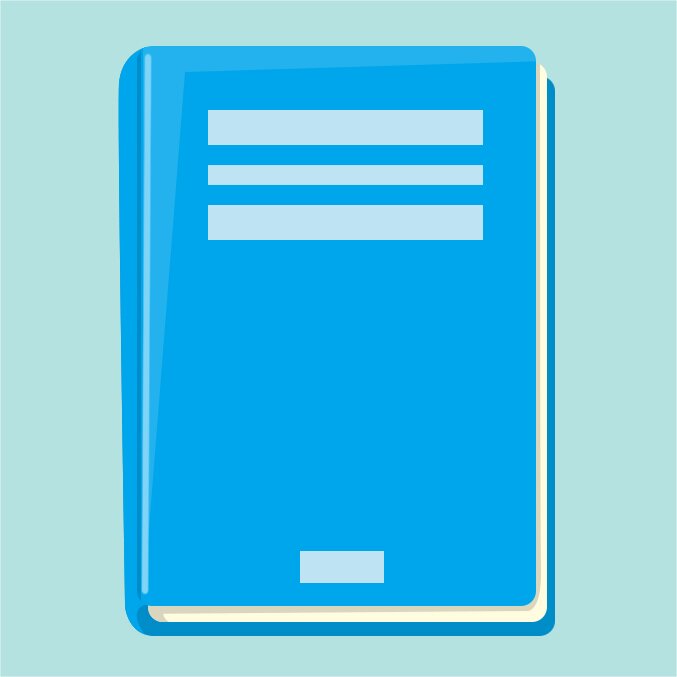 Ilustracja przedstawia niebieską książkę.