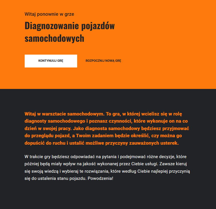 Ekran kontynuacji gry