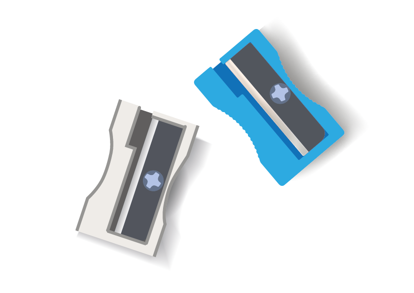 Ilustracja przedstawia dwie temperówki: białą i niebieską.