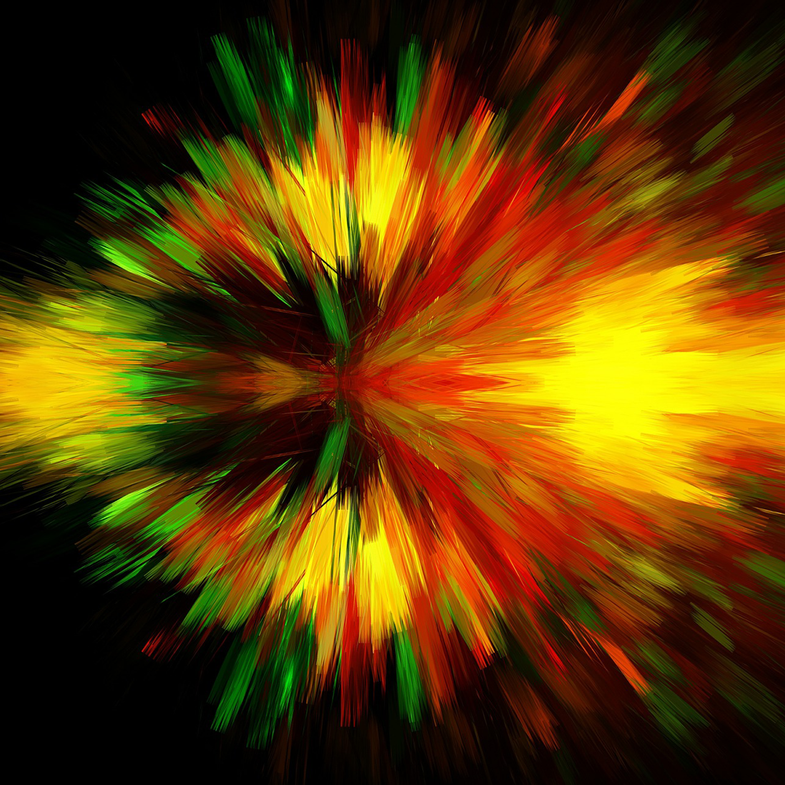 Zdjęcie przedstawia rozbłysk mieniący się kolorami czerwieni, żółci i zieleni.