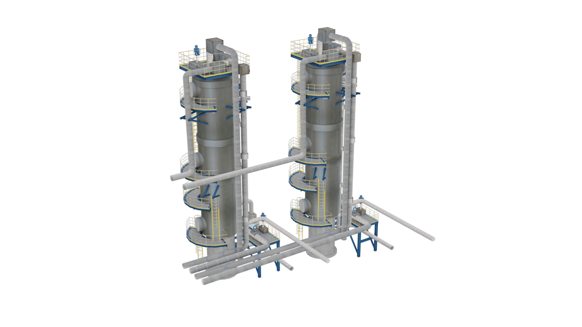 Na ekranie widoczny jest zespół kolumn stabilizacyjnych ropy naftowej. Zespół kolumn składa się z dwóch kolumn stabilizacyjnych oraz rur przemysłowych.Kolumna stabilizacyjna to wysoka wieża z balkonem u samej góry. Na różnych wysokościach znajdują się kolejne balkony. Pomiędzy balkonami znajdują się zabudowane drabiny. Wzdłuż kolumn poprowadzone są rury przemysłowe. Po prawej stronie kolumn znajdują się podesty z balkonami. Na ilustracji sześć rur przemysłowych poprowadzonych jest w lewą stronę i cztery w prawo. Z lewej strony cztery rury są u dołu, a pozostałe dwie poprowadzone są z obu kolumn w połowie ich wysokości.