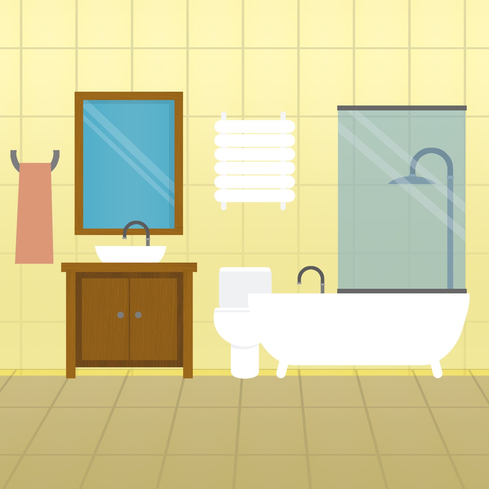 Ilustracja przedstawia łazienkę.