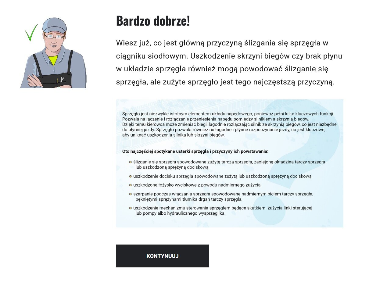 Przykładowy komunikat o poprawnej odpowiedzi w grze